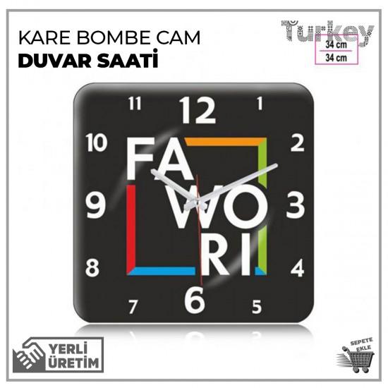 Kare Bombe Cam Duvar Saati